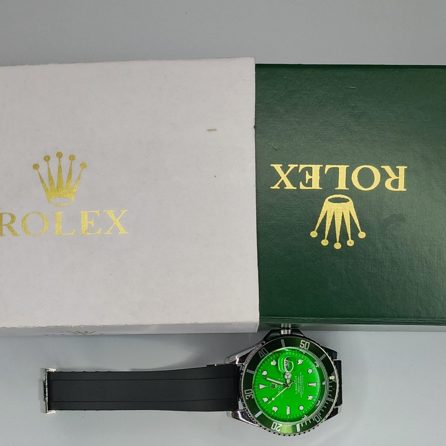 RLX Submariner - Green with Black Rubber Strap |Original Box |